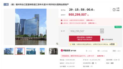 福州一寫字樓逾9.58億拍賣，開發商因資不抵債破產
